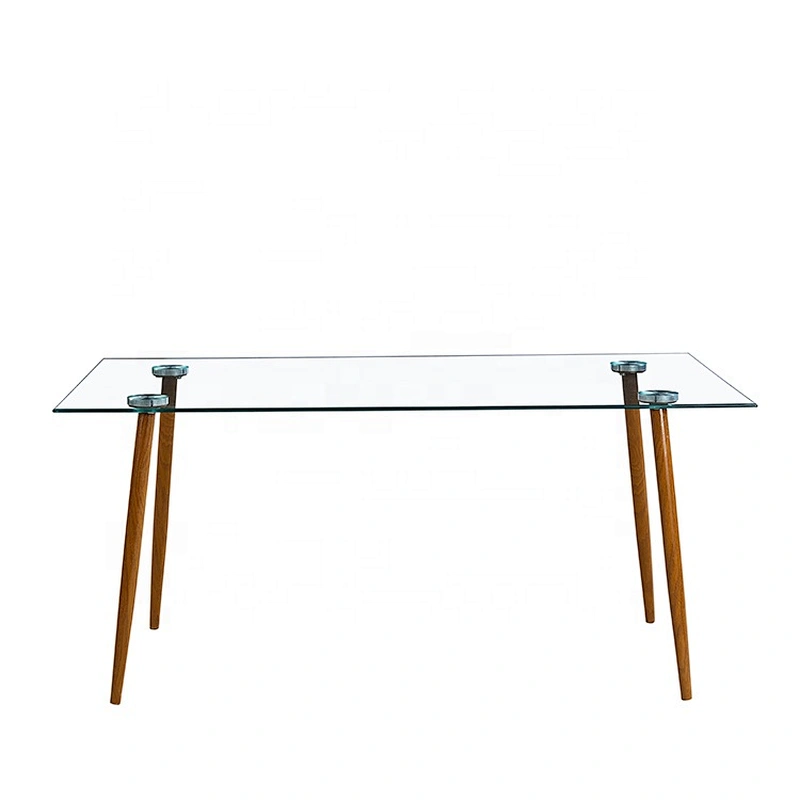 Modern square solid dining 8mm tempered glass table