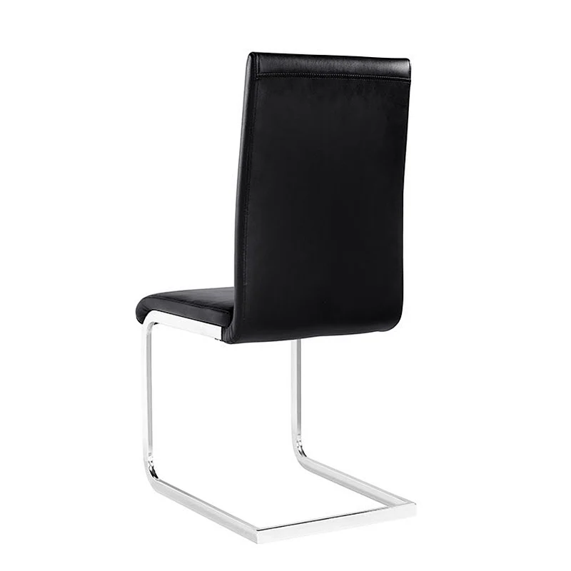 Modern chrome metal frame armless upholstered office dining outdoor metal chair