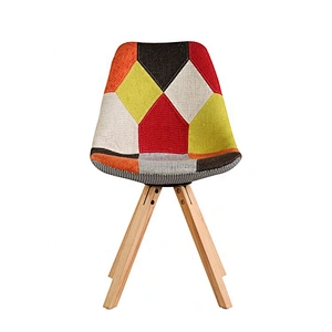 High back leisure dining living patchwork chair with wood leg