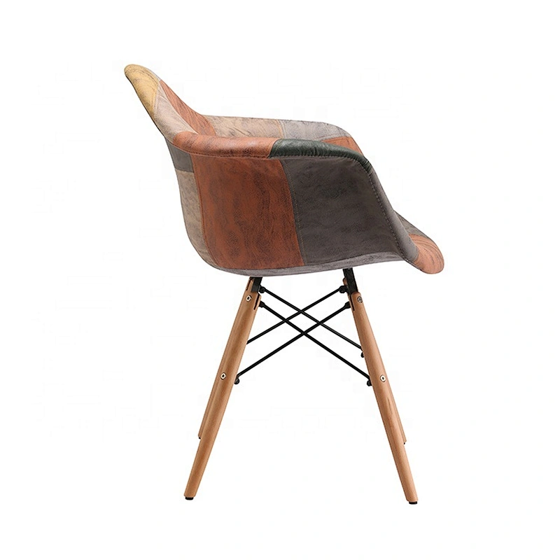 Luxury modern wooden base legs dinning chair fabric