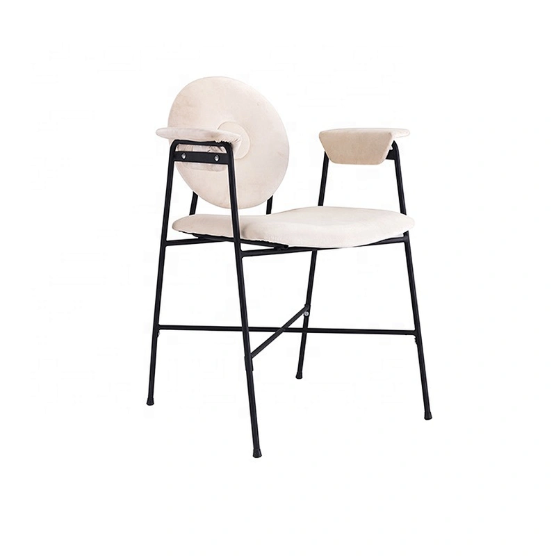 Restaurant furniture metal powder coated legs modern arm dining chair