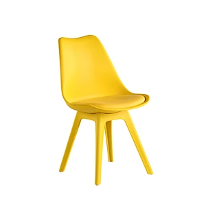 Factory manufacturing best price colorful dining plastic indoor leisure chair with cushion for dining room