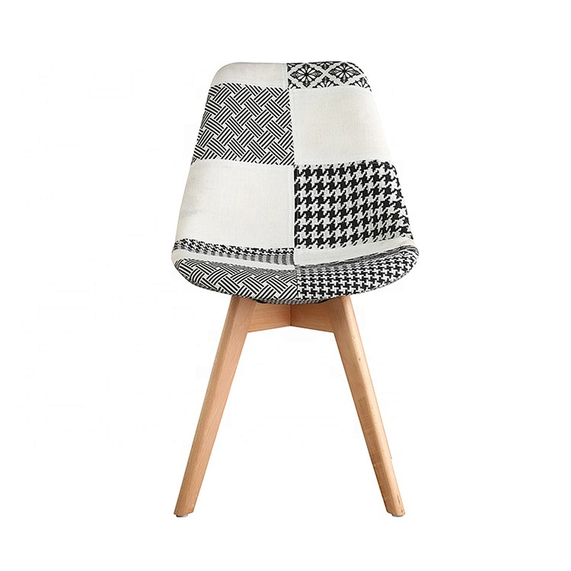 Modern classic wooden legs fabric upholstered dining room chair
