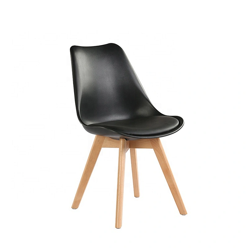 Home Furniture Tulip plastic cushion wooden legs chair