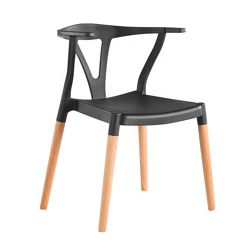High class simple hotel restaurant plastic chair wooden legs