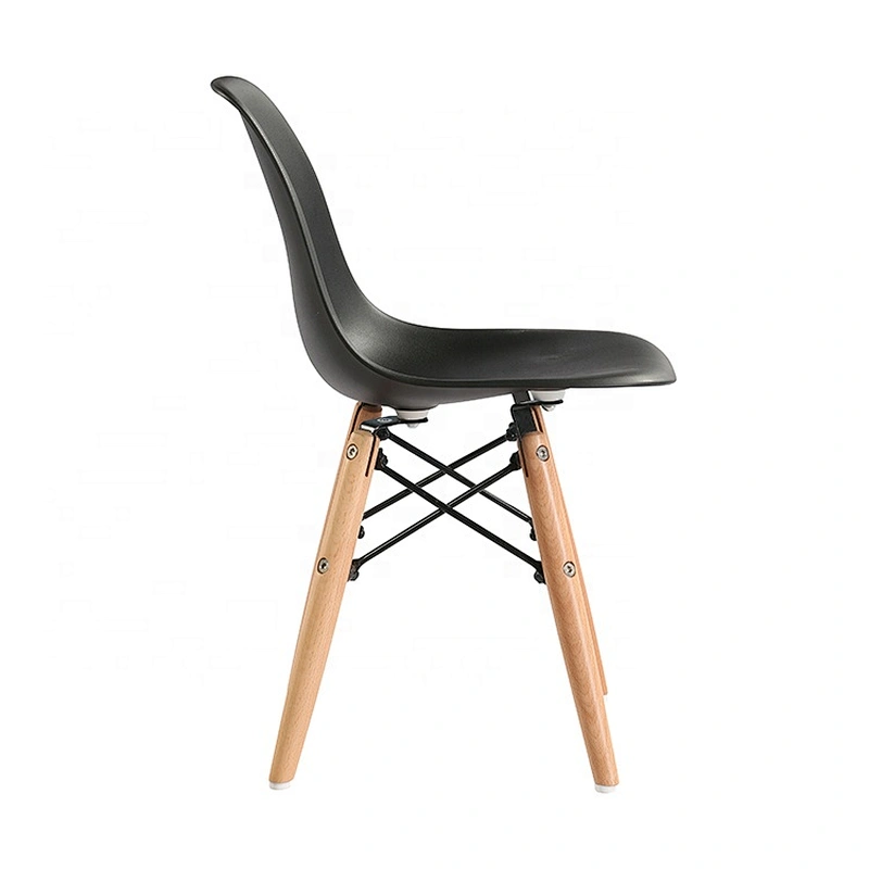 Wholesale high back PP dining room wooden leg plastic chair