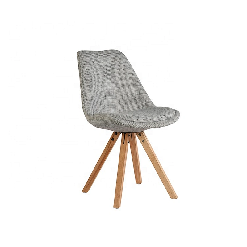 Modern style durable fabric Solid wood leg tulip plastic dining chair