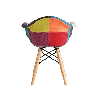 Fabric lounge wood legs comfortable modern dinning chair