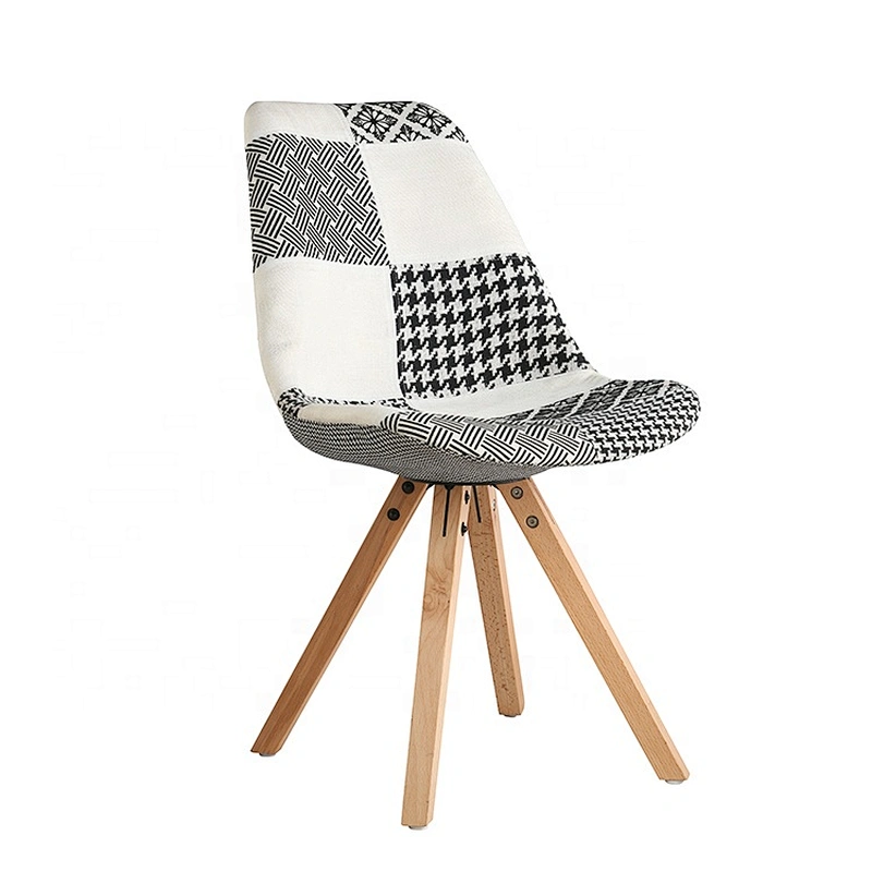 Modern leisure dining furniture chair fabric wooden legs