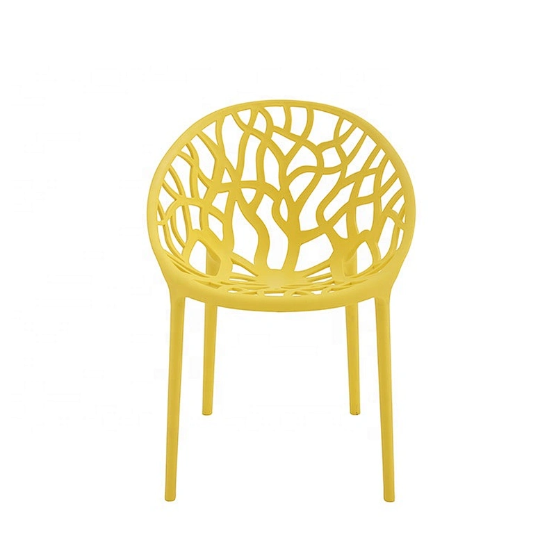 Durable hollow out tree back dining outdoor pp chair