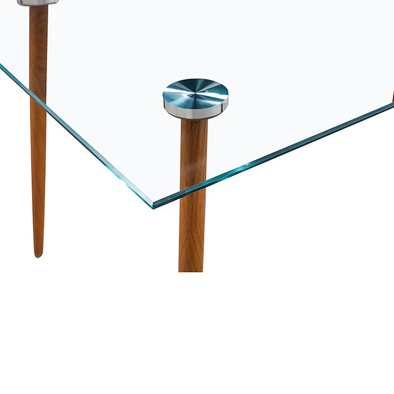 Modern metal leg tempered glass table top with paper