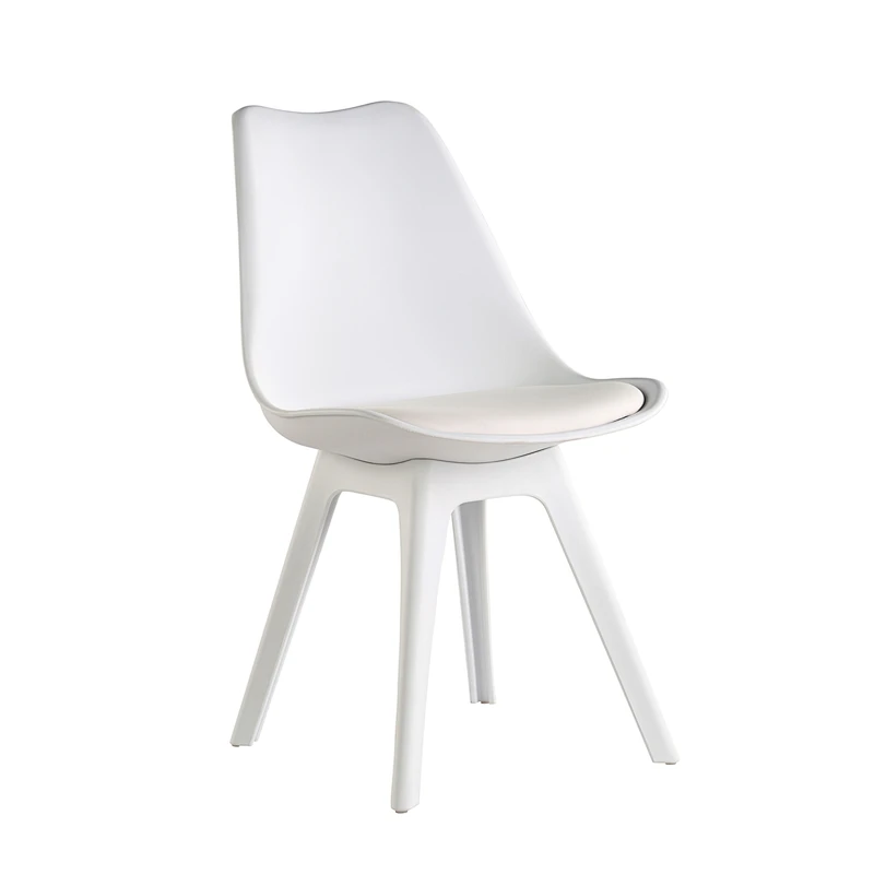 Factory manufacturing best price colorful dining plastic indoor leisure chair with cushion for dining room