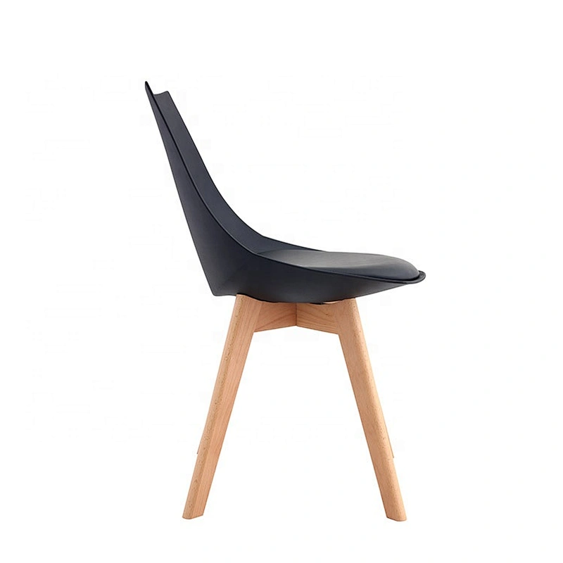 Classic design tulip wooden dining chair with leather covers cushions