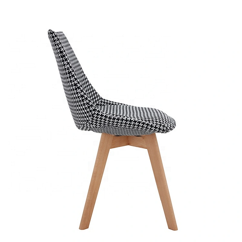 Fabric seat simple design beech legs retro dinning chair