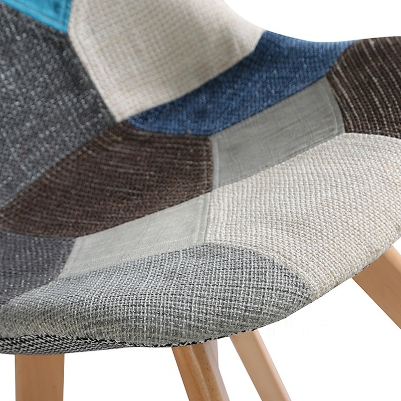 Armless stacking modern leisure beech leg wood fabric chair