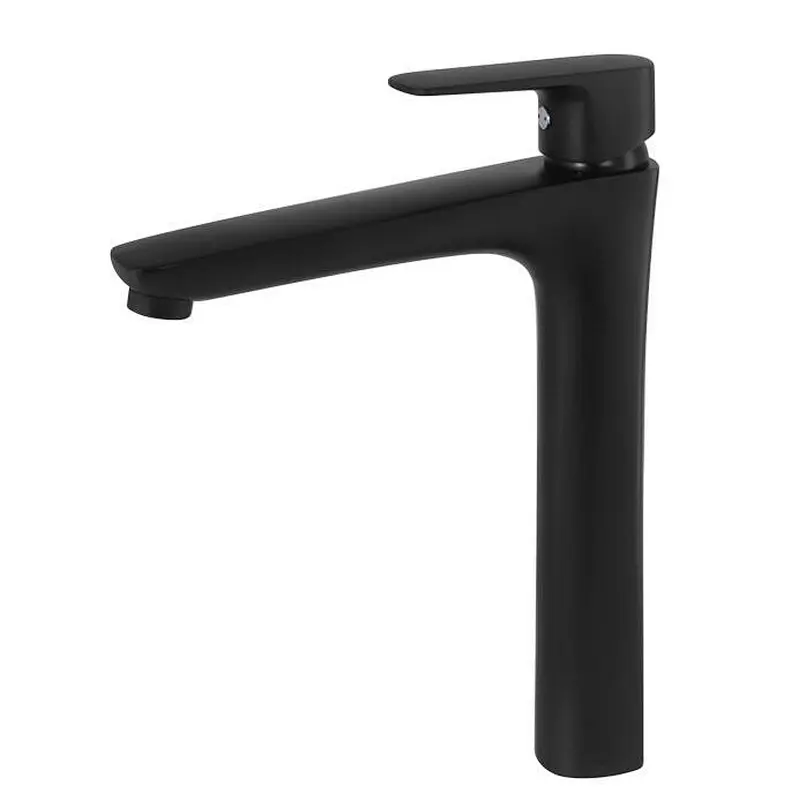 Brass Basin mixer （black)‚wanhai cartridge‚zinc handle‚w/o pop up‚3/8*35CM S/S hose