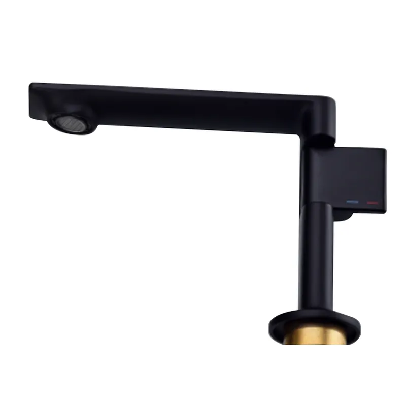 Brass basin mixer (black), 25mm wanhai cartridge, without pop up, 3/8*35CM s/s hose