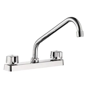 Brass kitchen faucet‚ S/S chrome cover‚ zinc handle‚ brass half turn‚ S/S spout. plastic nut
