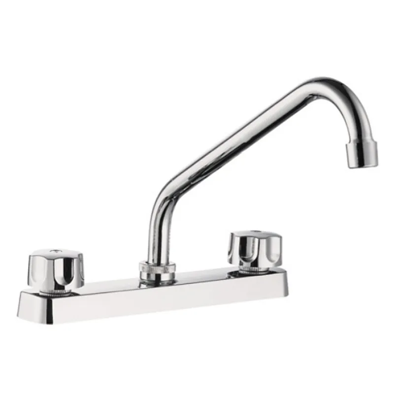 Brass kitchen faucet‚ S/S chrome cover‚ zinc handle‚ brass half turn‚ S/S spout. plastic nut