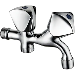 Brass double handle chrome tap, brass full turn head valve, 445#zinc handle