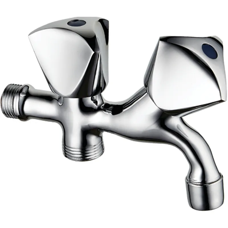 Brass double handle chrome tap, brass full turn head valve, 445#zinc handle