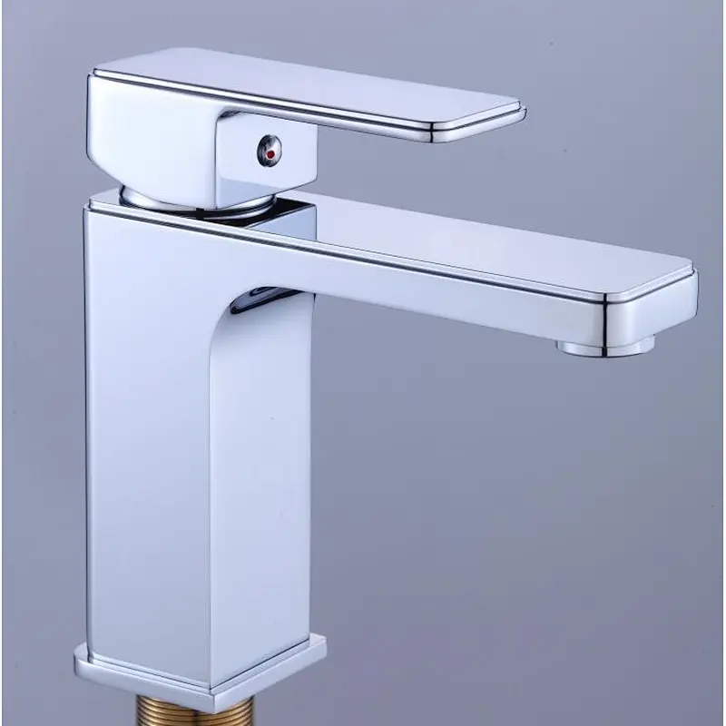 Brass Basin mixer ‚wanhai cartridge‚zinc handle‚w/o pop up‚3/8*35CM S/S hose