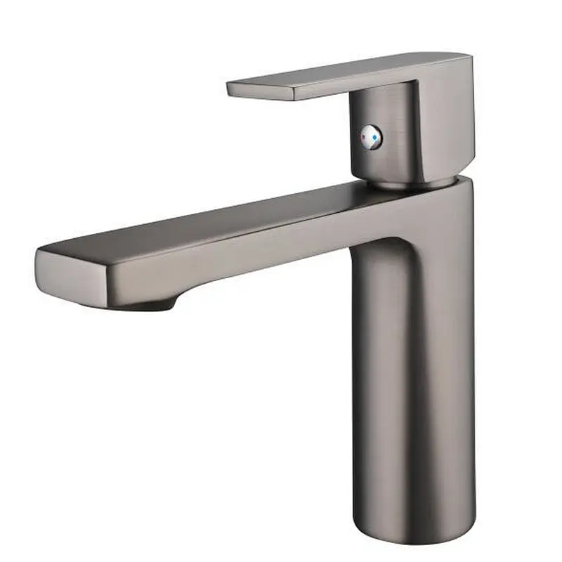 Brass Basin mixer（Gun gray)‚                 wanhai cartridge‚                 zinc handle‚                            w/o pop up‚                        3/8*35CM S/S hose