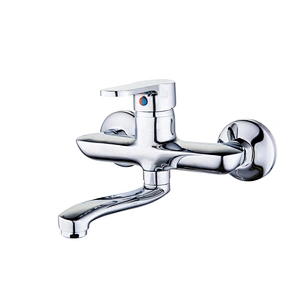 Brass wall kitchen mixer‚wanhai cartridge‚ zinc handle‚S/S spout‚ 304# S/S Excentric 48g+ S/S cover