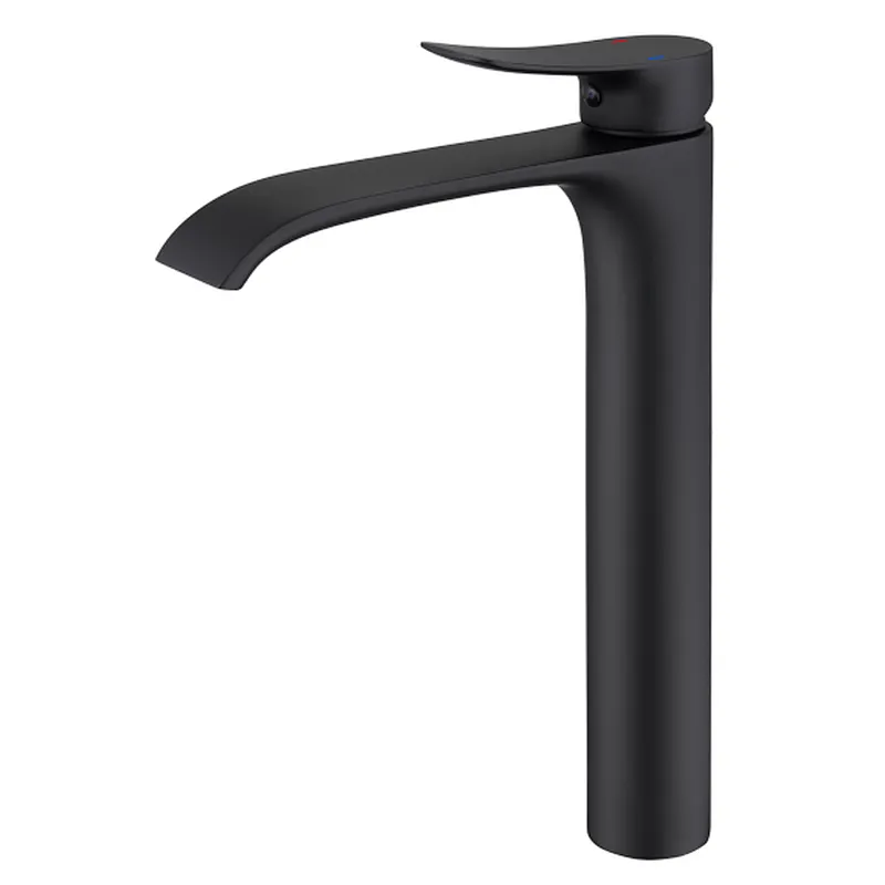 Brass basin mixer (black), 30mm wanhai cartridge, without pop up, 3/8*35CM s/s hose