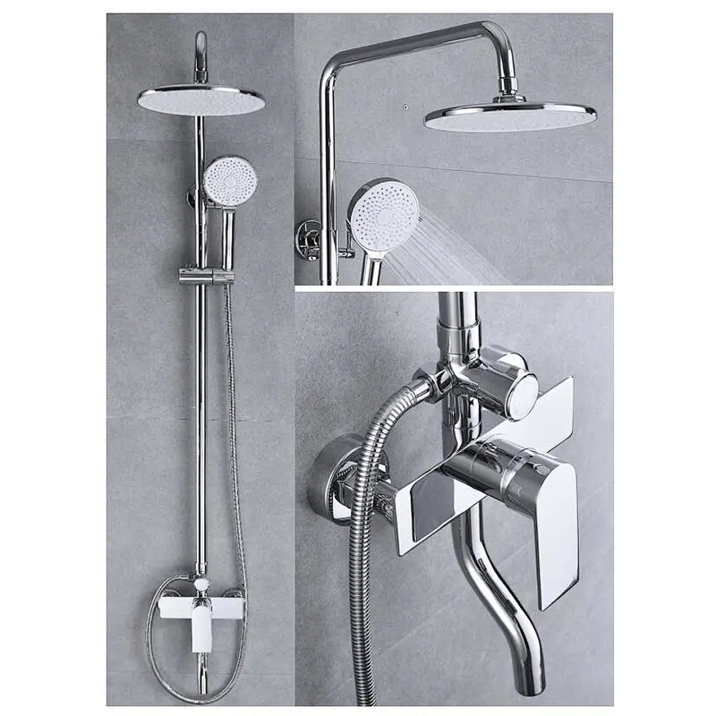 Shower sets‚ brass body‚ wanhai cartridge‚ zinc handle‚ S/S pipe+ABS Top rain shower+plastic hand shower‚ 1.5M S/S doulbe chrome hose‚65g Brass Excentric+ S/S cover