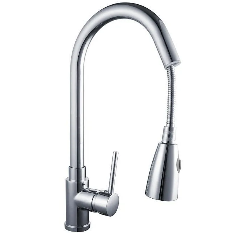 Brass pull-out kitchen mixer
wanhai cartridge‚   zinc handle‚
S/S spout+plastic sprinkler head+ 1.5M S/S pull out hose
3/8*40CM S/S hose