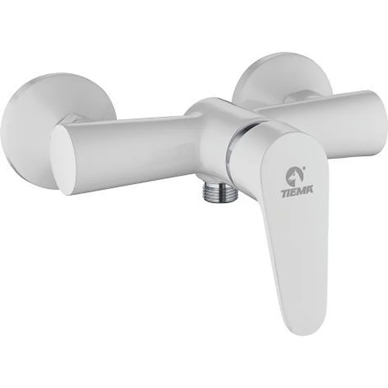 Brass shower mixer（White）‚wanhai cartridge‚ zinc handle‚w/o shower and hose‚ 65g Brass Excentric+ S/S cover
