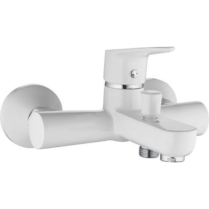 Brass bath mixer（White）‚wanhai cartridge‚ zinc handle‚w/o shower and hose‚ 65g Brass Excentric+ S/S cover