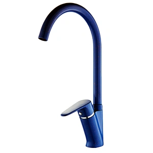 Brass Kitchen mixer（Blue）‚wanhai cartridge‚zinc handle‚brass spout‚3/8*35CM S/S hose