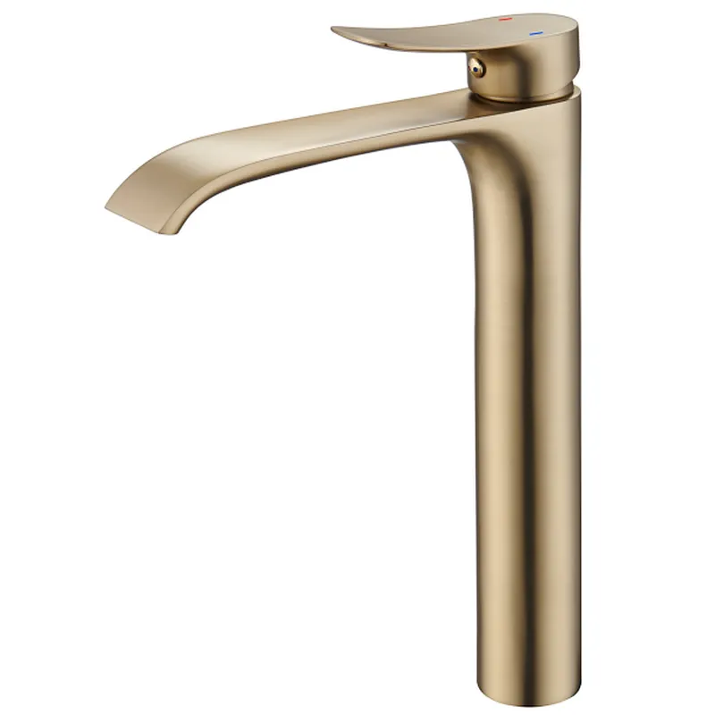 Brass basin mixer (brushed gold)‚  30mm wanhai cartridge‚ without pop up‚ 3/8*35CM s/s hose