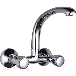 Brass Double kitchen mixer‚ brass full turn head valve‚ zinc handle‚ brass casting spout ‚ 304# S/S Excentric 48g+ S/S cover
