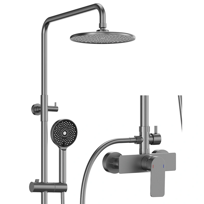 Shower sets‚ brass body‚ wanhai cartridge‚ zinc handle‚ S/S pipe+ZSW026 ABS Top rain shower+plastic hand shower‚ 1.5M S/S doulbe chrome hose‚65g Brass Excentric+ S/S cover