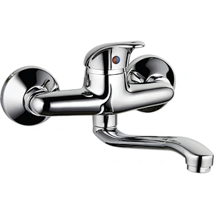 Brass wall kitchen mixer‚normal cartridge‚ zinc handle‚S/S spout‚ brass inside nut+outside nut‚304# S/S Excentric 48g+cover