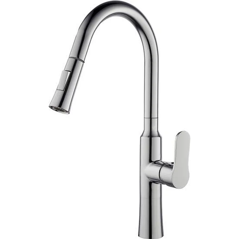 Brass pull-out kitchen mixer
wanhai cartridge‚   zinc handle‚
S/S spout+plastic sprinkler head+ 1.5M S/S pull out hose
3/8*40CM S/S hose