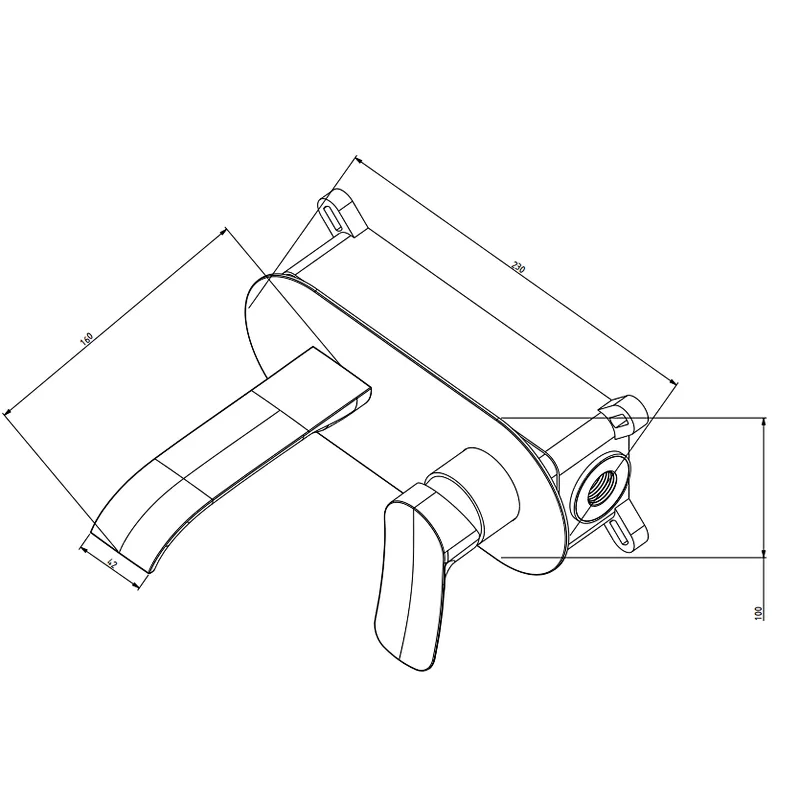 Brass  concealed basin mixer（Black),wanhai cartridge, zinc handle, 201# S/S cover 23*10CM, brass outlet head