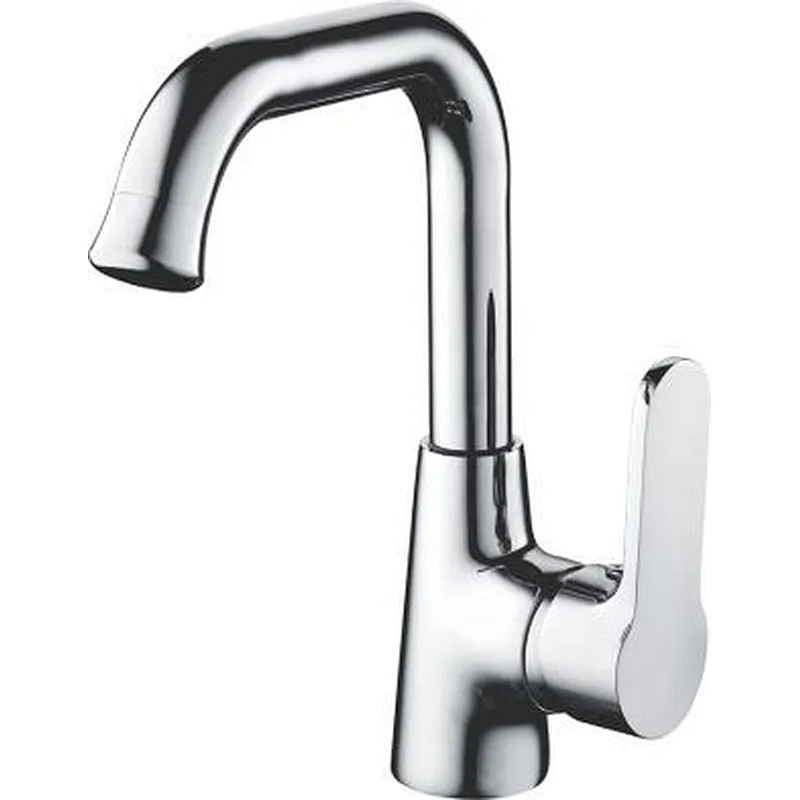 Brass basin mixer‚ wanhai cartridge‚zinc handle‚brass spout‚3/8*35CM S/S hose