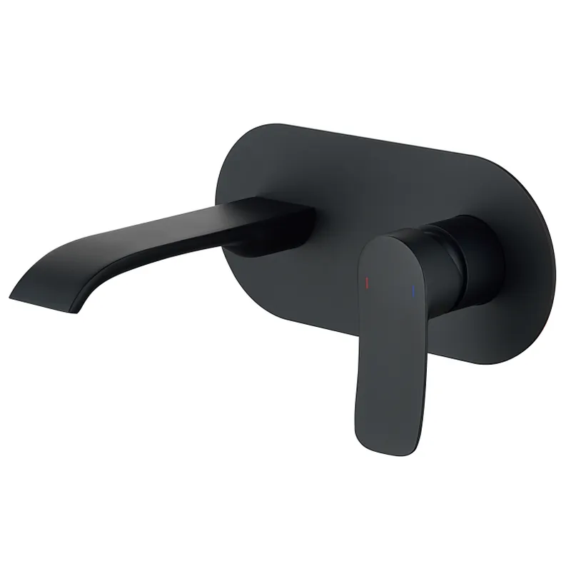 Brass  concealed basin mixer（Black),wanhai cartridge, zinc handle, 201# S/S cover 23*10CM, brass outlet head