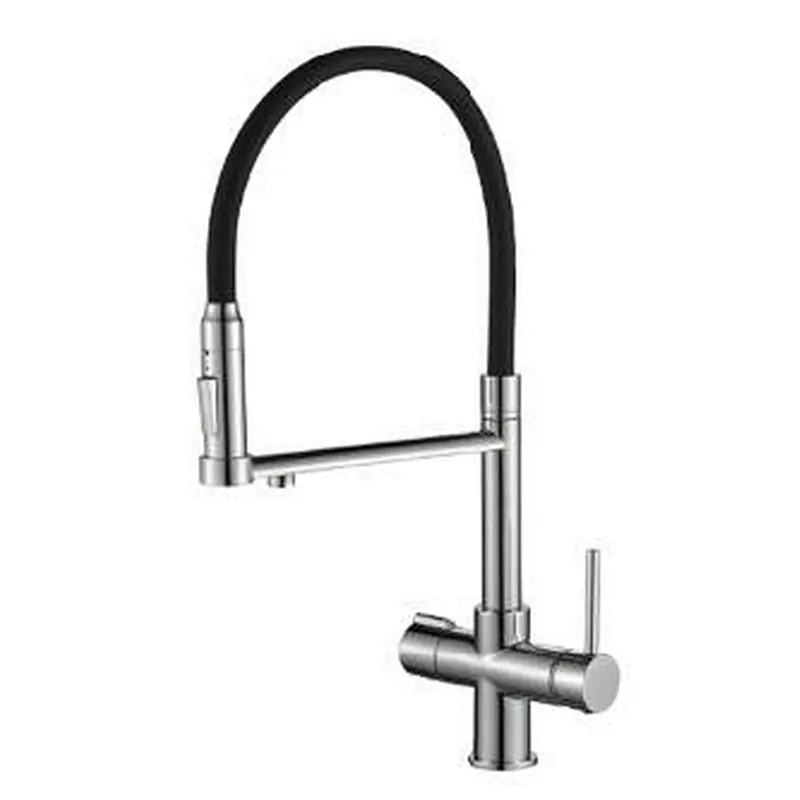 Brass kitchen mixer‚ 35mm normal cartridge+ brass half turn head valve‚ S/S spout‚ 1/2*45CM s/s hose+25cm S/S hose