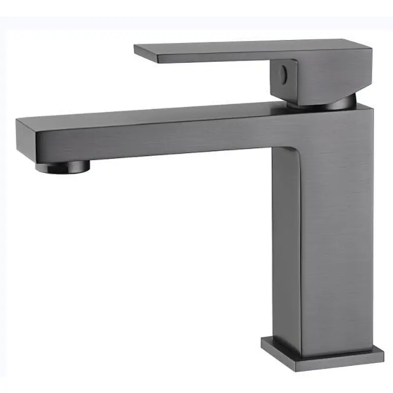 Brass Basin mixer（Gun gray)‚                 wanhai cartridge‚                 zinc handle‚                            w/o pop up‚                        3/8*35CM S/S hose