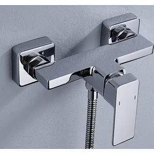 Brass shower mixer‚wanhai cartridge‚ zinc handle‚w/o shower and hose‚ S/S inside nut+outside nut‚304# S/S Excentric 48g+cover
