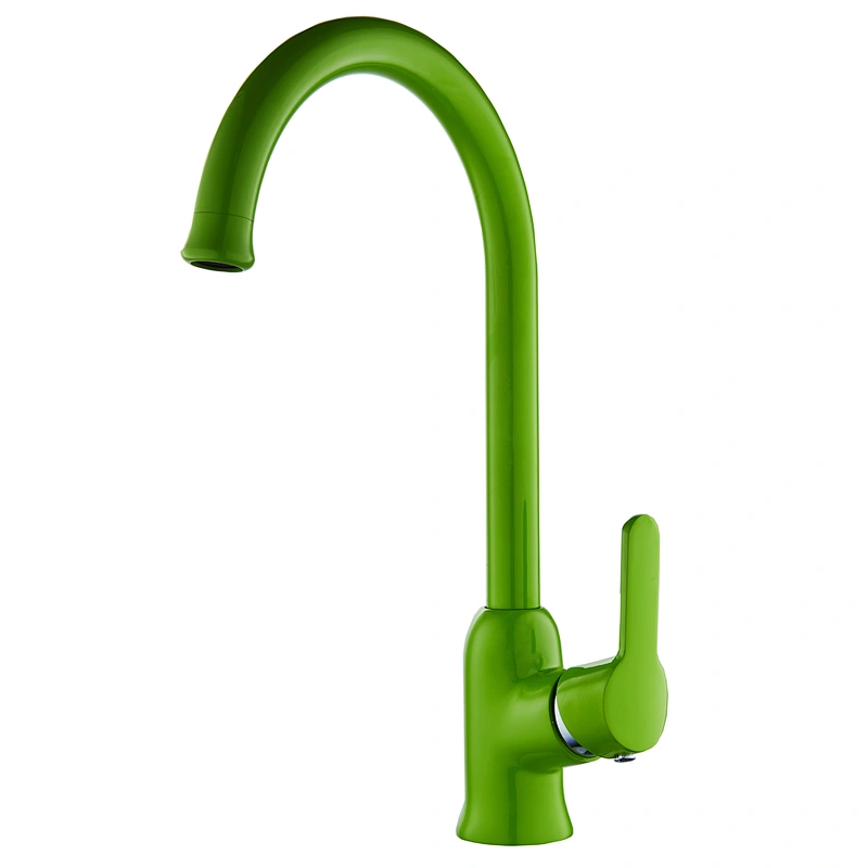 Brass Kitchen mixer（blue)‚ wanhai cartridge‚zinc handle‚brass spout‚3/8*35CM S/S hose