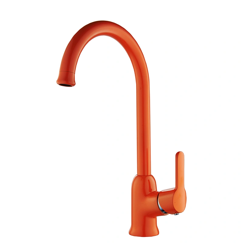 Brass Kitchen mixer（blue)‚ wanhai cartridge‚zinc handle‚brass spout‚3/8*35CM S/S hose