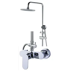Shower sets‚ brass body‚ wanhai cartridge‚ zinc handle‚ S/S pipe+ABS Top rain shower+plastic hand shower‚ 1.5M S/S doulbe chrome hose‚65g Brass Excentric+ S/S cover