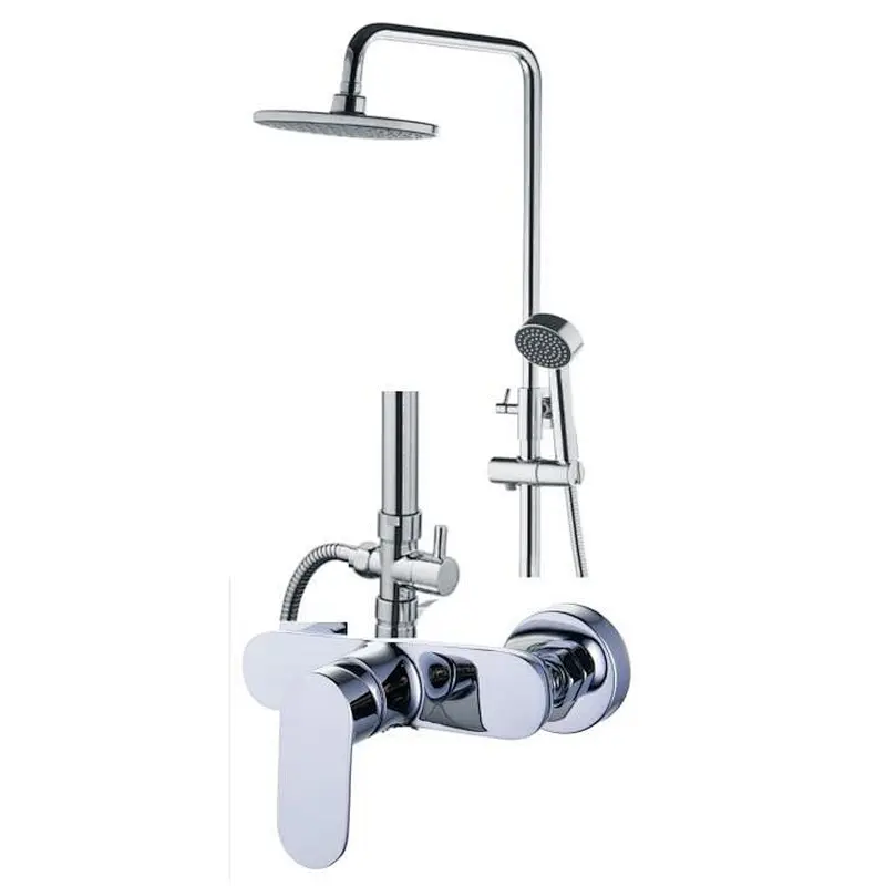 Shower sets‚ brass body‚ wanhai cartridge‚ zinc handle‚ S/S pipe+ABS Top rain shower+plastic hand shower‚ 1.5M S/S doulbe chrome hose‚65g Brass Excentric+ S/S cover