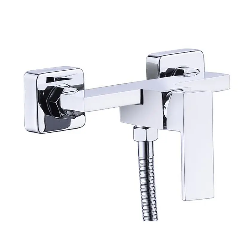 Brass shower mixer（black)‚wanhai cartridge‚ zinc handle‚w/o shower and hose‚ S/S inside nut+outside nut‚304# S/S Excentric 48g+cover